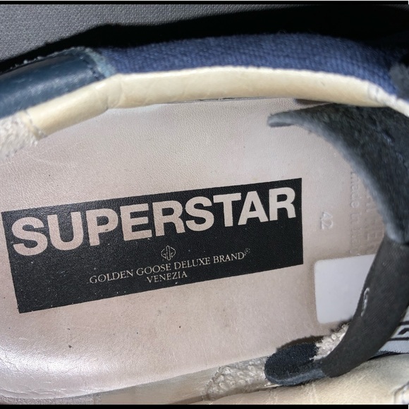 Navy Golden Goose Canvas/Leather Superstars Sneakers Sz 42/US11 - Picture 10 of 16
